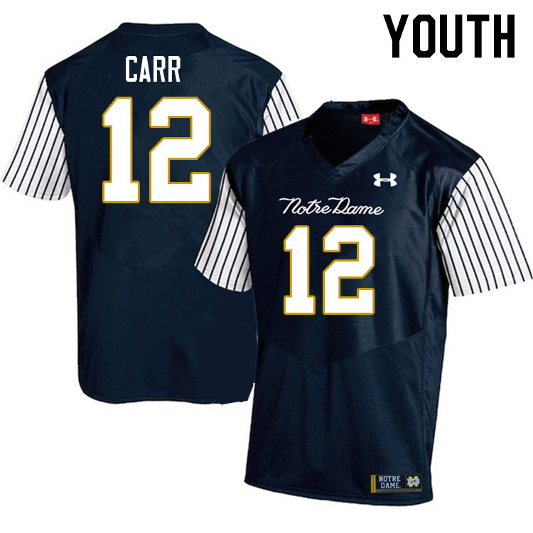 Youth #12 CJ Carr Notre Dame Fighting Irish College Football Jerseys Stitched-Alternate